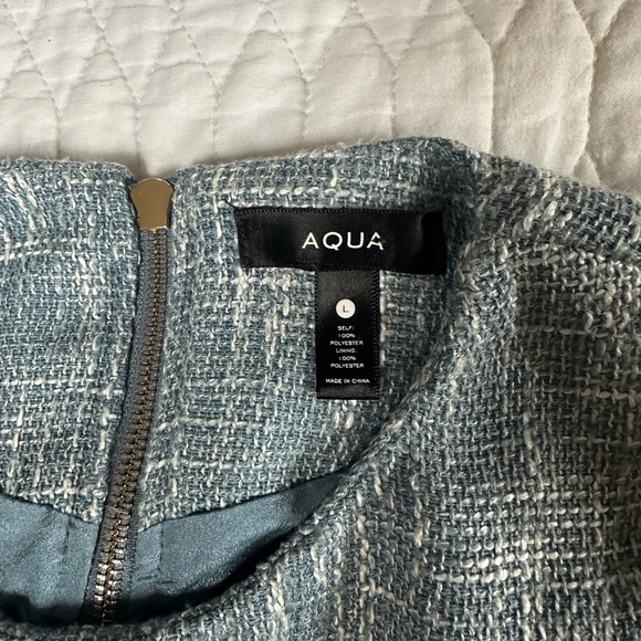 AQUA Womens Boucle Mini Fit and Flare Blue Dress - Picture 4 of 7